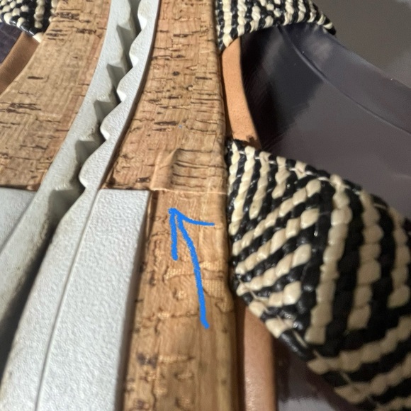 Catherine Malandrino Boho festival Wedge Platform Black and White Sandals size 9 - Picture 8 of 11